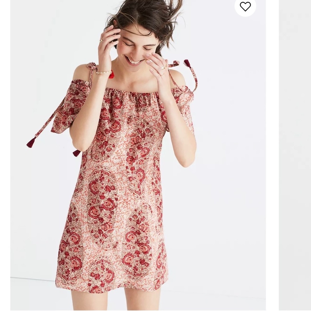 Madewell Silk Cold Shoulder Dress in Watercolor Paisley